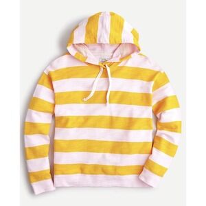 J.Crew Hoodie Womens Medium Pink Orange Striped Cropped Sweater Pullover Vintage